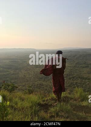 Maasai al punto di vista Foto Stock