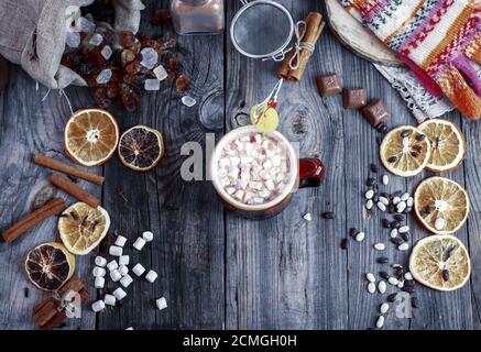 Tazza di cacao con marshmallow Foto Stock