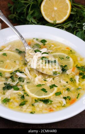 Zuppa greca Avgolemono Foto Stock