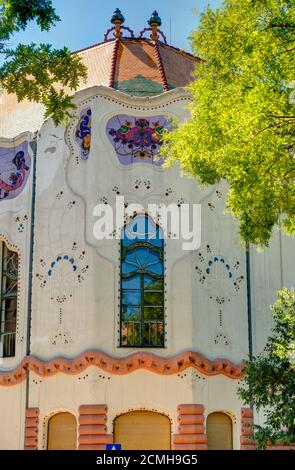 Architettura Art Nouveau a Kecskemet, Ungheria Foto Stock