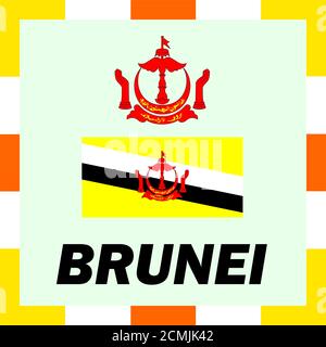 Gazzetta alfieri, bandiera e rivestire di braccio del Brunei Foto Stock