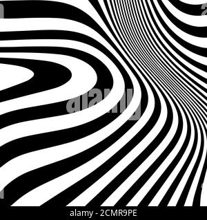 Abstract a strisce ondulate. sfondo bianco e nero stampa zebra. illustrazione. Il tessuto di moda sfondo moderno Foto Stock