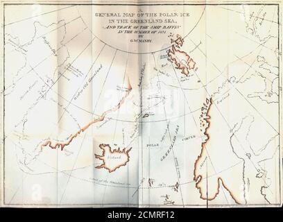 Journal of a Voyage in Groenlandia, nel 1821, mappa. Foto Stock