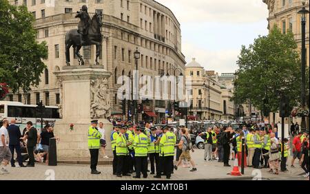 Black Taxis a Londra dimostra contro la licenza di UBER, Londra, Regno Unito Foto Stock