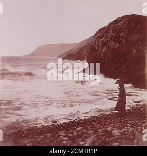 John Dillwyn Llewelyn Caswell Bay -1853 - Waves Breaking. Foto Stock