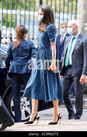 Madrid, Spagna. 17 Settembre 2020. **NESSUNA SPAGNA** la regina Letizia e il re Felipe partecipano alla mostra apertura della mostra Delibes presso la biblioteca nazionale di Madrid, Spagna. 17 settembre 2020. Credit: Jimmy Olsen/Media Punch/Alamy Live News Foto Stock