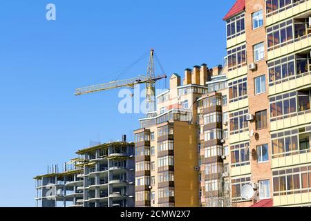 Viste di numerosi alti edifici in costruzione district Foto Stock