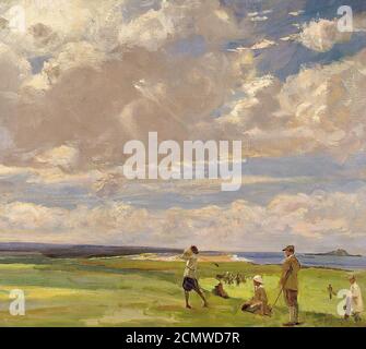 John Lauvery - Lady Astor giocare a golf a North Berwick. Foto Stock