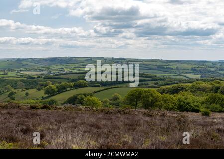 Vista dalla cima della collina di Dunkery nel Somerset Foto Stock