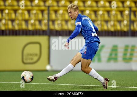 Vilnius, Lituania. 17 Settembre 2020. JAN MATOUSEK di Liberec in azione durante i qualificatori della UEFA Europa League, 2° turno di qualificazione, tra FK Riteriai e Slovan Liberec a Vilnius, lituana, 17 settembre 2020. Credit: Radek Petrasek/CTK Photo/Alamy Live News Foto Stock