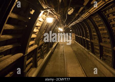 Galleria delle miniere del museo tedesco delle miniere di carbone, Bochum, distretto della Ruhr, Renania settentrionale-Vestfalia, Germania, Foto Stock