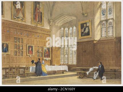 Joseph Nash The Elder - Vista della Sala da pranzo nel Magdalen College, Oxford Foto Stock
