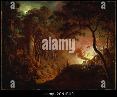 Joseph Wright di Derby - Cottage sul fuoco Foto Stock