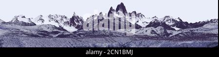 Alba sul Monte Fitz Roy in Patagonia, senza nuvole e funzione mappa gradiente Foto Stock