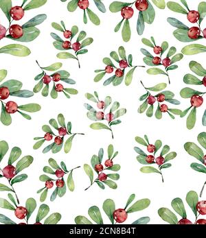 Confy rosso arancio rowan bacche di montagna frassino bacche bella mano disegno acquerello illustrazione stagione autunno modello senza cuciture su sfondo bianco Foto Stock