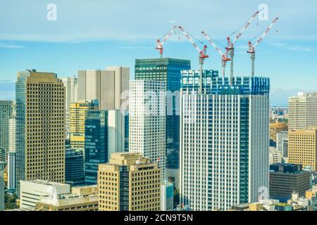 Skyline di Tokyo visto dall'Osservatorio della Torre di Tokyo Foto Stock