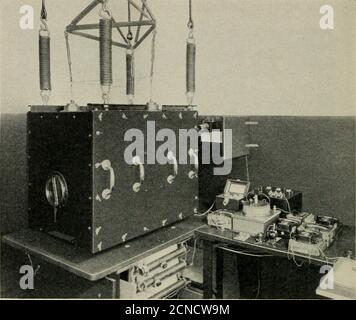 . La rivista tecnica Bell System . Fig. 18 - sistema meccanico e apparecchiatura elettrica associata, come impostato per lo studio a contatto singolo. Visualizzato all'estremità vicina della scatola Permettere regolazioni a bemade sul dispositivo all'interno, eliminando così la necessità di ri-spostare la grande copertura esterna che, come si può promessa da quenumero di maniglie, richiede gli sforzi combinati di due uomini a 184 CAMPANA SISTEMA TECNICO JOURNAL rimuovere. Tutta questa protezione è, naturalmente, per schermare l'apparecchio dalle vibrazioni meccaniche e dai disturbi acustici. Fig. 19 - Vista esterna dell'esperimento completo Foto Stock