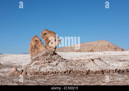 La formazione di pietra Tres Marias, Valle de le Luna, Los Flamencos National Reserve, Antofagasta Regione, Cile Foto Stock