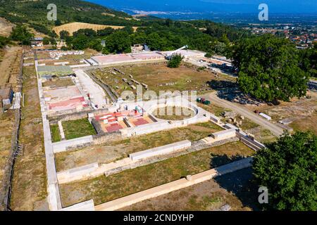 Aereo del palazzo, Aigai, Vergina, Patrimonio dell'Umanità dell'UNESCO, Grecia, Europa Foto Stock