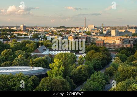 Vista dello skyline di Berlino da Siegessaule, Berlino, Germania, Europa Foto Stock