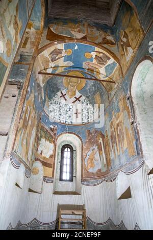 San Nicola. Affreschi di Dionisio all'interno della Cattedrale della Natività della Vergine nel monastero di Ferapontov, Russia Foto Stock