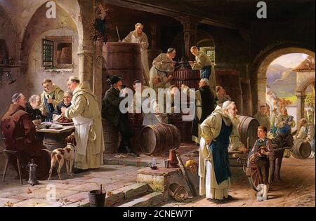 Humborg Adolf - il nuovo vino - Scuola Ungherese - 19 ° secolo Foto Stock