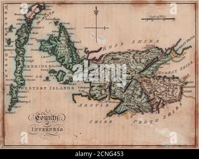 Contea di Inverness. Inverness-shire. SAYER / ARMSTRONG 1787 vecchia mappa antica Foto Stock