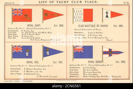 BANDIERE ROYAL YACHT & SAILING CLUB. DART Club Nautique de Dinard Dee Dorset 1896 Foto Stock