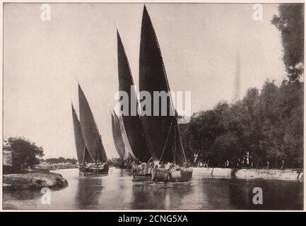 Mahmoudieh Canal, ad Alessandria, Egitto. Egitto 1903 vecchia foto di stampa antica Foto Stock