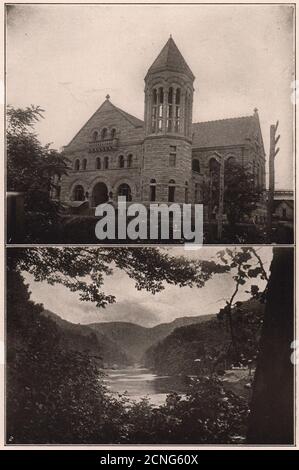 Biblioteca della West Virginia University a Morgantown. Vista sul fiume Cheat 1903 Foto Stock