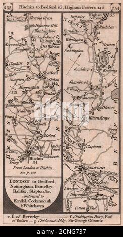 Hitchin - Shefford - Bedford - Higham Ferrers Road Strip mappa PATERSON 1803 Foto Stock