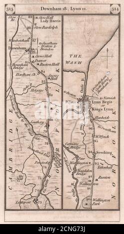 Littleport - Downham Market - King's Lynn Road Strip map PATERSON 1803 anni Foto Stock