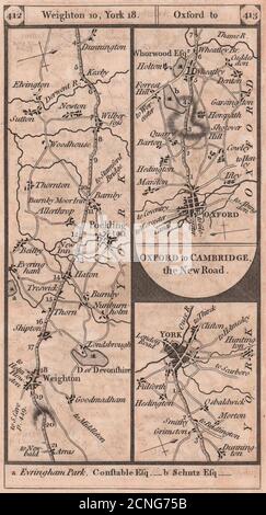 MKT Weighton-Pocklington-York. Cartina stradale di Oxford-Wheatley PATERSON 1803 Foto Stock