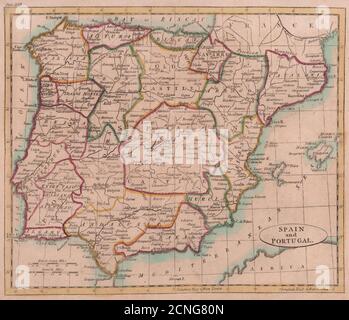 Spagna e Portogallo. Iberia. PAYNE 1798 vecchia mappa vintage mappa piano Foto Stock