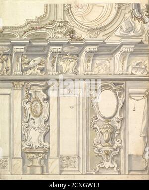 Design for Elevation for elaborate Wall and Vault with the Savoya Arms, 1700-1780. Foto Stock