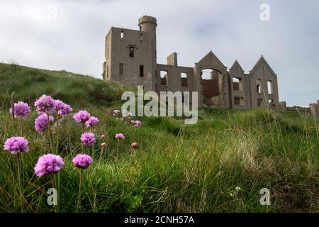 Castello di Slains. Cruden Bay, Aberdeenshire, Scozia, Regno Unito Foto Stock