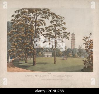 Una veduta nei Giardini di Kew dell'Alhambra e della Pagoda, 1813. Dopo Franz Joseph Manskirch Foto Stock