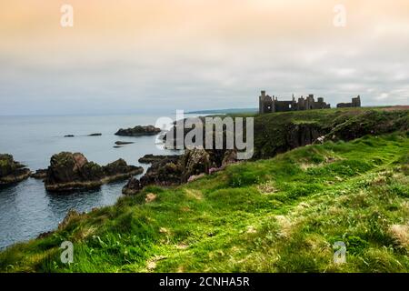 Castello di Slains. Cruden Bay, Aberdeenshire, Scozia, Regno Unito Foto Stock