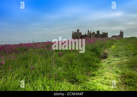 Castello di Slains. Cruden Bay, Aberdeenshire, Scozia, Regno Unito Foto Stock