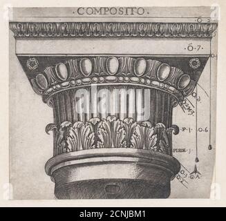 Speculum Romanae Magnificentiae: Capitale ionica, ca. 1537. Foto Stock