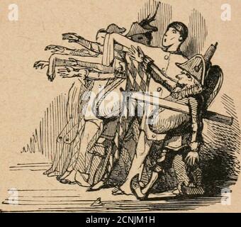 . Histoire d'un casse-noisette . WlMfJvuvyAAAÂ^ effrayées par le bruit du verre cassé, rôrugîées sousles tables et sous les fauteuil, doù elles commen-çaient à sortir. De son côté, casse-Noisette, loin dêtre effrayépar le sifflement, parut redoubler de Courage. « Ah! misérable roi des souris, sécria-t-il, cestdonc toi; tu acceptes enfm le combat que je toffredepuis si longtemps. Viens donc, et que celte nuitdécide de nous deux. Et vous, mes bons amis, mes CHOSES MERVEILLEUSES. 61. comagnons, mes frères, sil est vrai que nouo iîoussommes liés de quelque tendresse dans la boutiquede Zacharias Foto Stock