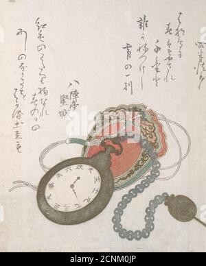 Western Pocket Watch from the Spring Rain Collection (Harusame shu), vol. 3, datato 1823. Foto Stock