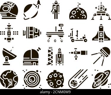 Strumento astronauta Glyph Set Vector Illustrazione Vettoriale