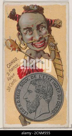 Congo, 2 franchi, dalla serie monete di tutte le nazioni (N72, variante 2) per sigarette Duke brand, 1889. Foto Stock