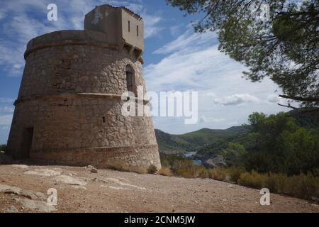 Torre des Molar torre di guardia nel nord di Ibiza isola Foto Stock