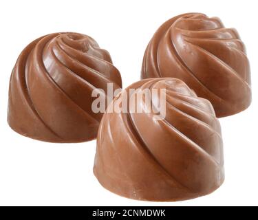 Le carni dolci al cioccolato si avvicinano isolate su sfondo bianco. Foto Stock