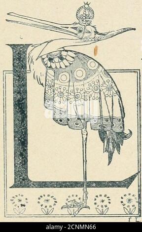 . Les Fiancees Merveilleuses . ne répondit oui. Et le jour de ses noces mer-veilleuses, en souvenir de ce jour, le prince Corindon lui fitdon dun collier au bout duquel pendait une petite toisonde mouton, en or finement ciselé. 59 - BRIMBORIONNE ET PIMPERLIN pour Mlle Monique Lefebvre. A nourrice de Brimborionne, fille du roide Carniole, pour cueillir des pâque-rettes, déposa un Instant la petiteprincesse au pied de la grande meule,sur un doux lit de foin odorant. Cétait justement le jour où pas-saient les cigognes pour aller prendreleurs quartiers dhiver, dans la villeaccoutumée, à Klikenbeck Foto Stock