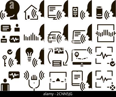 Controllo vocale elementi di una collezione di icone vettore Set Illustrazione Vettoriale