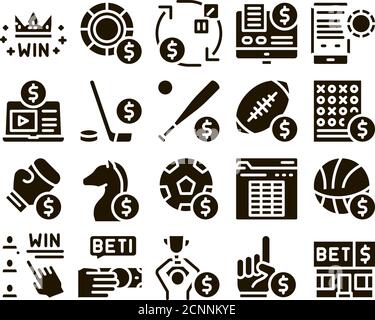 Scommesse e Gambling Glyph Set Vector Illustrazione Vettoriale