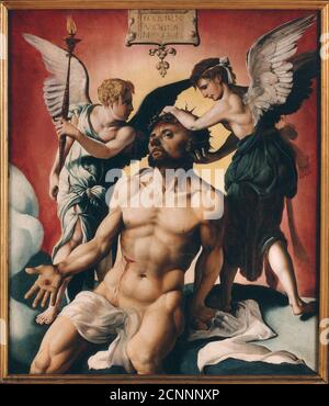 Cristo incoronato con spine tra due angeli, 1532. Trovato nella collezione di Museum voor Schone Kunsten, Gand. Foto Stock